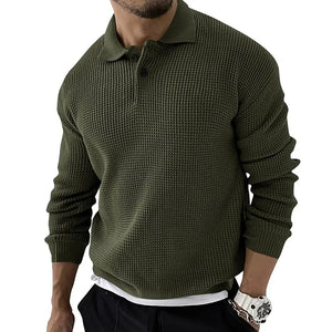 Autumn Winter Men's Sweater Knitted POLO Shirts Lapel Solid Color Knitted Pullover Social Streetwear Casual Business Men Clothin