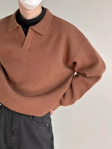 Knitted Polo Sweater Long Sleeved