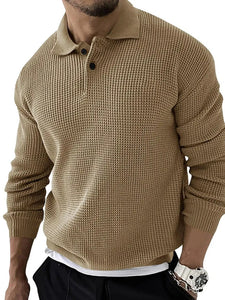 Autumn Winter Men's Sweater Knitted POLO Shirts Lapel Solid Color Knitted Pullover Social Streetwear Casual Business Men Clothin