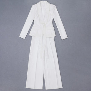 Blazer Pantsuits Set White